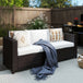 Poly Rattan 3 Seater Garden Sofa With Cushions and Metal Frame - Velmora