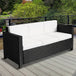 Poly Rattan 3 Seater Garden Sofa With Cushions and Metal Frame - Velmora