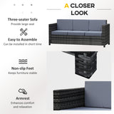 Poly Rattan 3 Seater Garden Sofa With Cushions and Metal Frame - Velmora