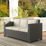 Poly Rattan 3 Seater Garden Sofa With Cushions and Metal Frame - Velmora