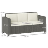 Poly Rattan 3 Seater Garden Sofa With Cushions and Metal Frame - Velmora