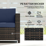 Poly Rattan 3 Seater Garden Sofa With Cushions and Metal Frame - Velmora