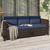 Poly Rattan 3 Seater Garden Sofa With Cushions and Metal Frame - Velmora