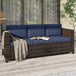 Poly Rattan 3 Seater Garden Sofa With Cushions and Metal Frame - Velmora