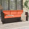 Poly Rattan 3 Seater Garden Sofa With Cushions and Metal Frame - Velmora