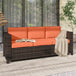 Poly Rattan 3 Seater Garden Sofa With Cushions and Metal Frame - Velmora