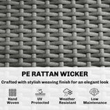 Poly Rattan 3 Seater Garden Sofa With Thickened Cushions and Wooden Armrests - Velmora
