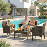 Poly Rattan 4 Piece Garden Furniture Sofa Set With Loveseat And Armchairs - Velmora