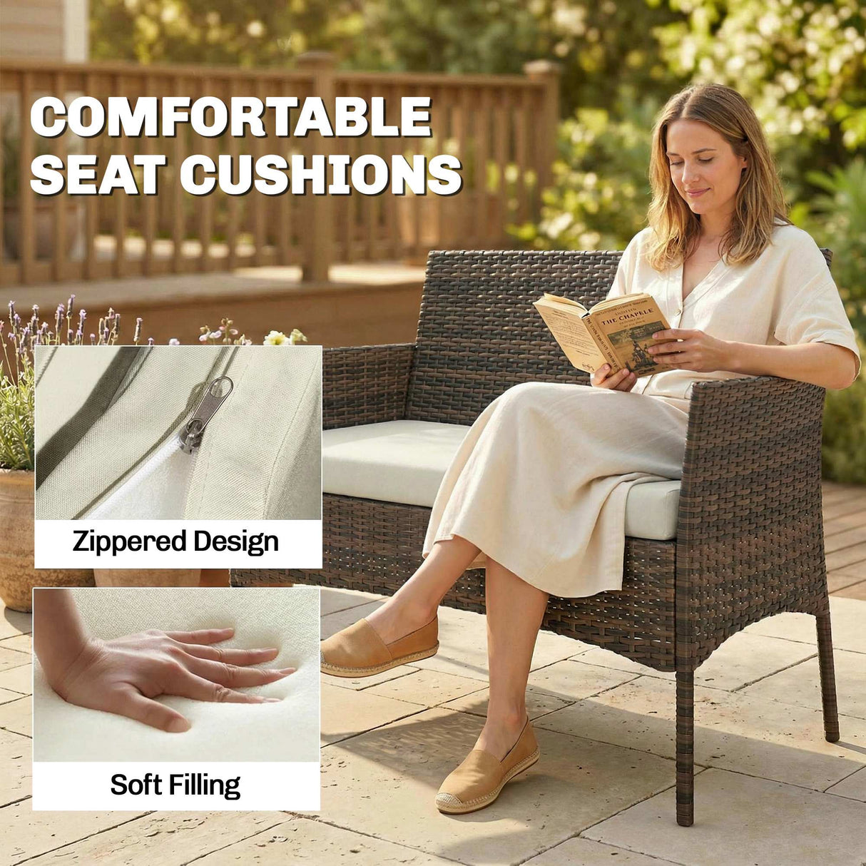 Poly Rattan 4 Piece Garden Furniture Sofa Set With Loveseat And Armchairs - Velmora
