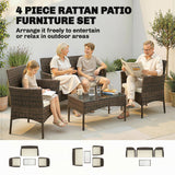 Poly Rattan 4 Piece Garden Furniture Sofa Set With Loveseat And Armchairs - Velmora