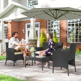 Poly Rattan 4 Piece Garden Furniture Sofa Set With Loveseat And Armchairs - Velmora