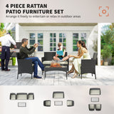 Poly Rattan 4 Piece Garden Furniture Sofa Set With Loveseat And Armchairs - Velmora