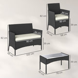 Poly Rattan 4 Piece Garden Furniture Sofa Set With Loveseat And Armchairs - Velmora