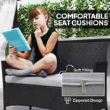 Poly Rattan 4 Piece Garden Furniture Sofa Set With Loveseat And Armchairs - Velmora