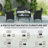 Poly Rattan 4 Piece Garden Furniture Sofa Set With Loveseat And Armchairs - Velmora