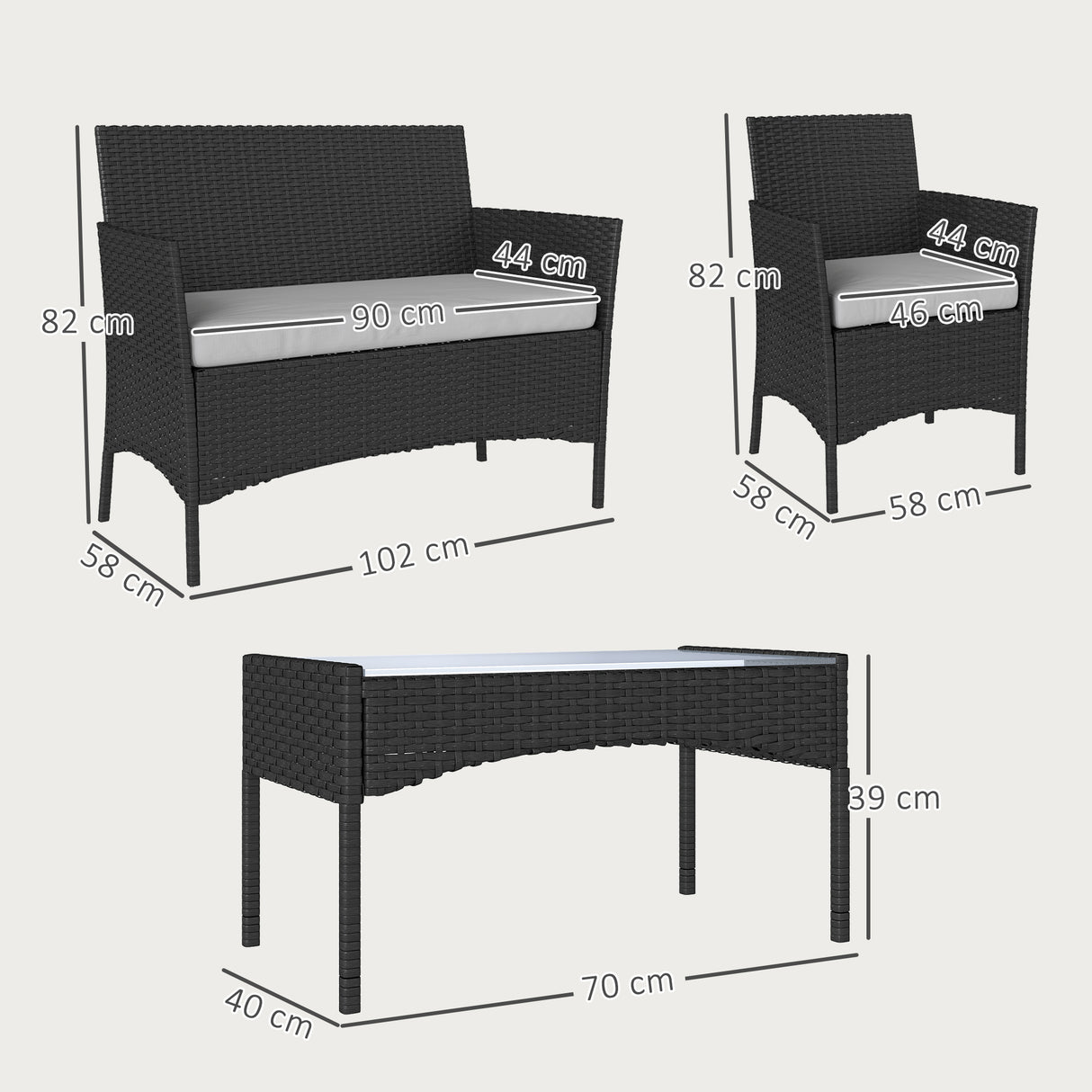 Poly Rattan 4 Piece Garden Furniture Sofa Set With Loveseat And Armchairs - Velmora