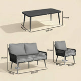 Poly Rattan 4 Piece Garden Sofa Set With Rectangular Glass Table and Chairs - Velmora