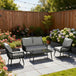 Poly Rattan 4 Piece Garden Sofa Set With Rectangular Glass Table and Chairs - Velmora