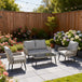 Poly Rattan 4 Piece Garden Sofa Set With Rectangular Glass Table and Chairs - Velmora