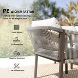 Poly Rattan 4 Pieces Conversation Garden Sofa Set With Loveseat And Table - Velmora
