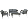 Poly Rattan 4 Pieces Conversation Garden Sofa Set With Loveseat And Table - Velmora
