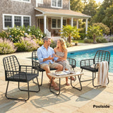 Poly Rattan 4 Pieces Garden Sofa Set With Armchairs and Coffee Table - Velmora