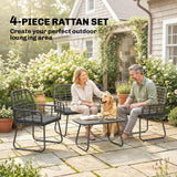 Poly Rattan 4 Pieces Garden Sofa Set With Armchairs and Coffee Table - Velmora