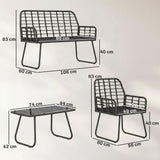 Poly Rattan 4 Pieces Garden Sofa Set With Armchairs and Coffee Table - Velmora