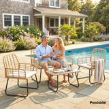Poly Rattan 4 Pieces Garden Sofa Set With Armchairs and Coffee Table - Velmora