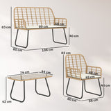 Poly Rattan 4 Pieces Garden Sofa Set With Armchairs and Coffee Table - Velmora