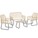 Poly Rattan 4 Pieces Garden Sofa Set With Armchairs and Coffee Table - Velmora
