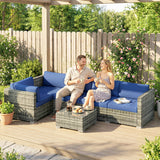 Poly Rattan 4 Pieces Garden Sofa Set With Glass Top Coffee Table - Velmora
