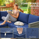 Poly Rattan 4 Pieces Garden Sofa Set With Glass Top Coffee Table - Velmora