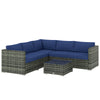 Poly Rattan 4 Pieces Garden Sofa Set With Glass Top Coffee Table - Velmora