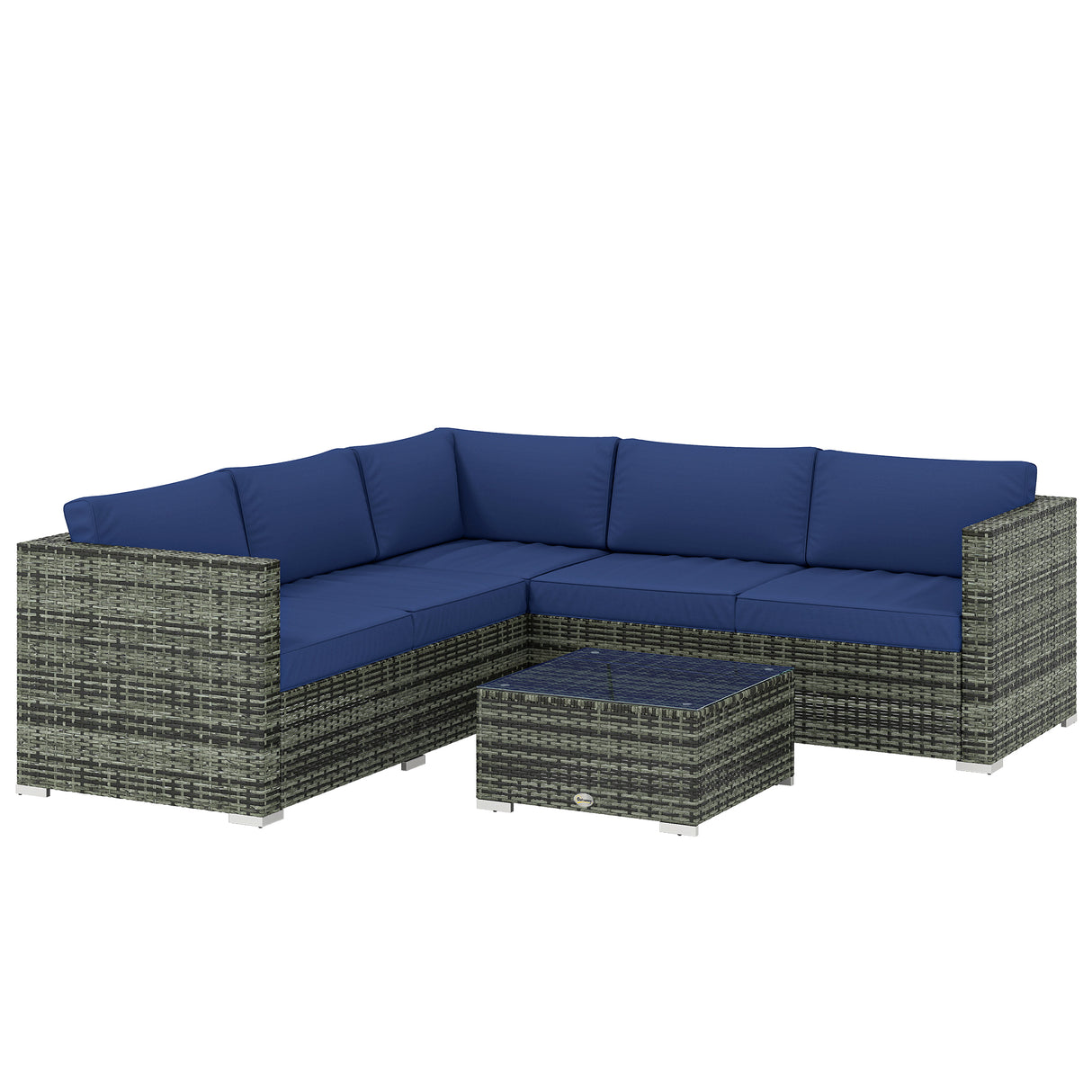 Poly Rattan 4 Pieces Garden Sofa Set With Glass Top Coffee Table - Velmora