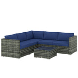 Poly Rattan 4 Pieces Garden Sofa Set With Glass Top Coffee Table - Velmora