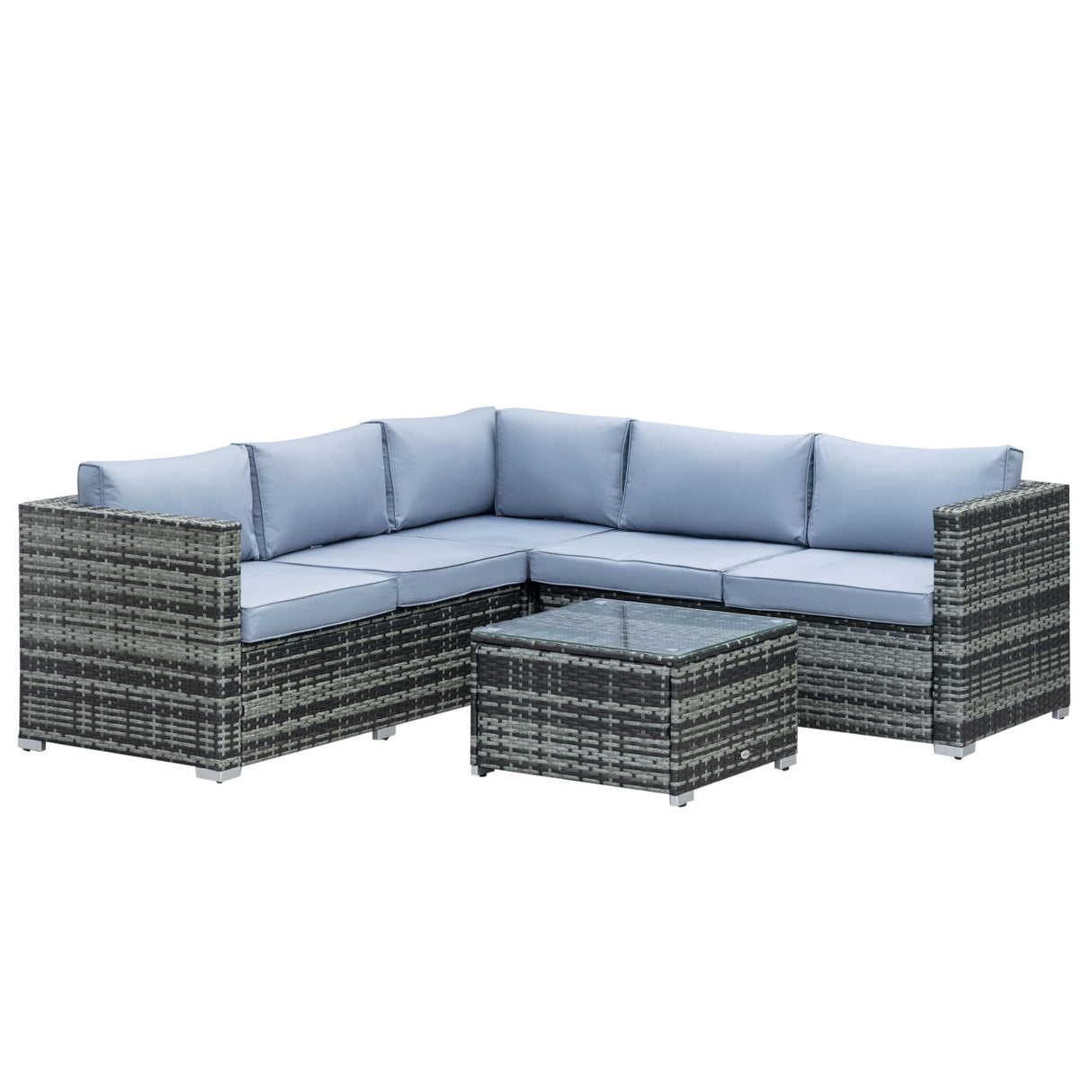 Poly Rattan 4 Pieces Garden Sofa Set With Glass Top Coffee Table - Velmora