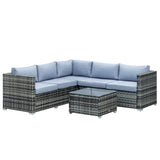 Poly Rattan 4 Pieces Garden Sofa Set With Glass Top Coffee Table - Velmora