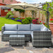 Poly Rattan 4 Pieces Garden Sofa Set With Glass Top Coffee Table - Velmora