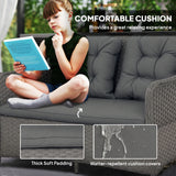 Poly Rattan 4 Pieces Garden Sofa Set With Rectangular Glass Coffee Table - Velmora