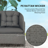 Poly Rattan 4 Pieces Garden Sofa Set With Rectangular Glass Coffee Table - Velmora