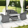 Poly Rattan 4 Pieces Garden Sofa Set With Rectangular Glass Coffee Table - Velmora