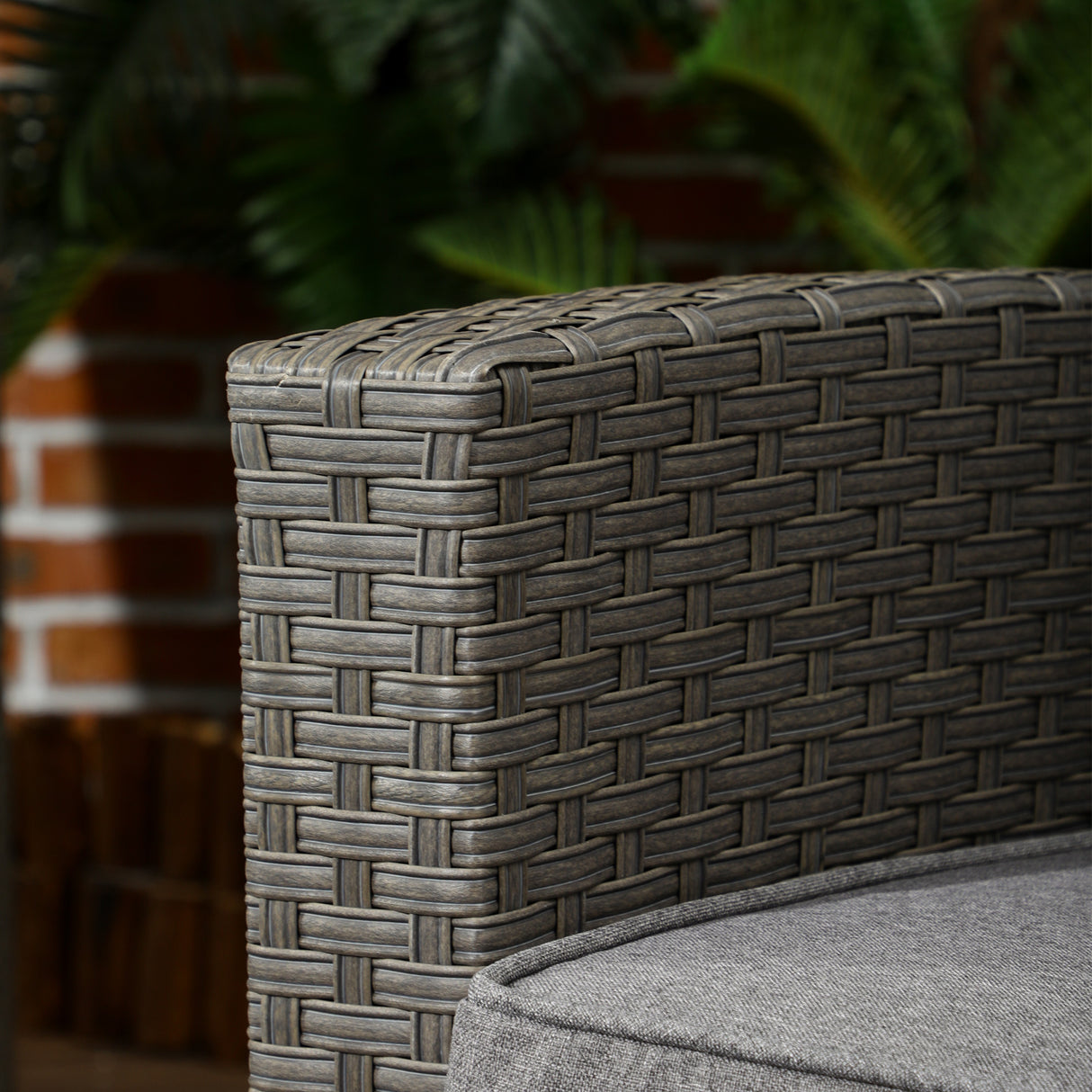 Poly Rattan 4 Pieces Garden Sofa Set With Glass Top Table for Poolside - Velmora