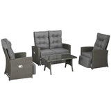 Poly Rattan 4 Pieces Garden Sofa Set With Glass Top Table for Poolside - Velmora