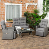 Poly Rattan 4 Pieces Garden Sofa Set With Glass Top Table for Poolside - Velmora
