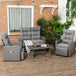 Poly Rattan 4 Pieces Garden Sofa Set With Glass Top Table for Poolside - Velmora