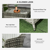 Poly Rattan 4 Pieces Garden Sofa Set With Glass-Top Table - Velmora