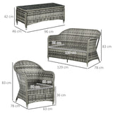 Poly Rattan 4 Pieces Garden Sofa Set With Glass-Top Table - Velmora