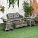 Poly Rattan 4 Pieces Garden Sofa Set With Glass-Top Table - Velmora