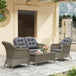 Poly Rattan 4 Pieces Garden Sofa Set With Glass-Top Table - Velmora